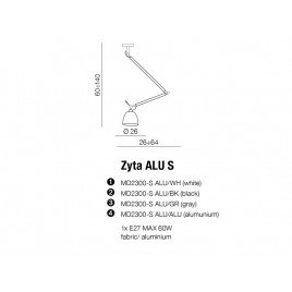 Lampa wisząca - ZYTA S PENDANT ALU AZ2298+AZ2601 SZARA - Azzardo