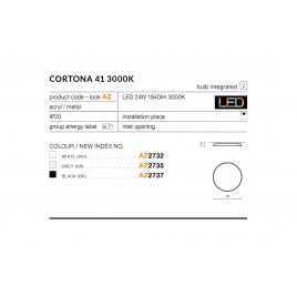 Trwały plafon - CORTONA 41 AZ2736 CZARNY 4000K - Azzardo