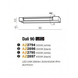 Solidny kinkiet - DALI 90 AZ2897 4000K CZARNY - Azzardo